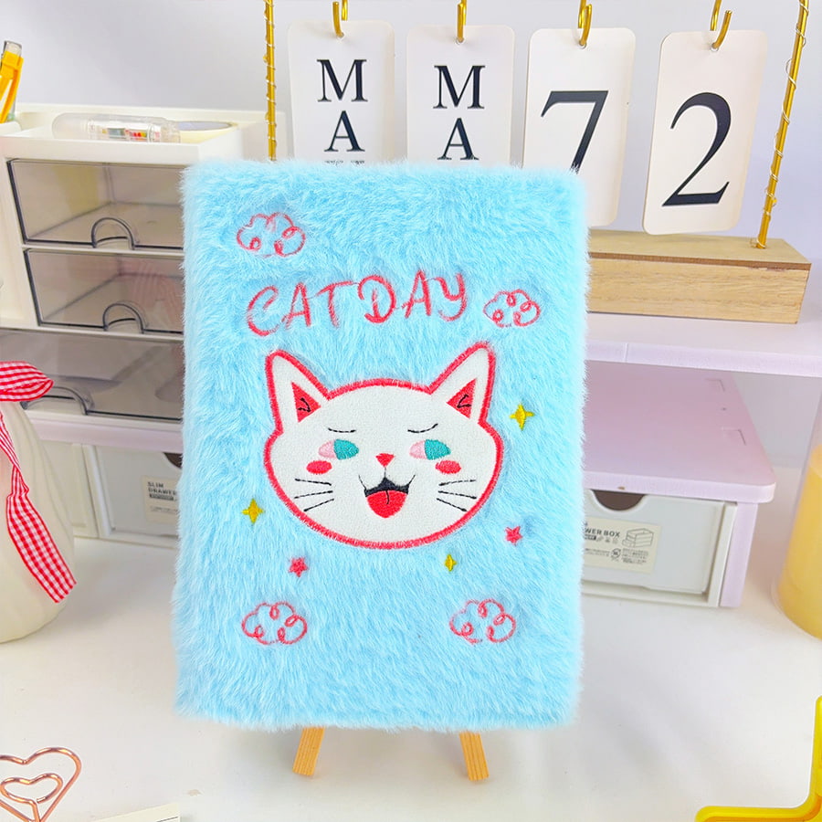 A5 Cute Cat Day Diary Plush Notebook A5 Cute Cat Day Diary Plush Notebook